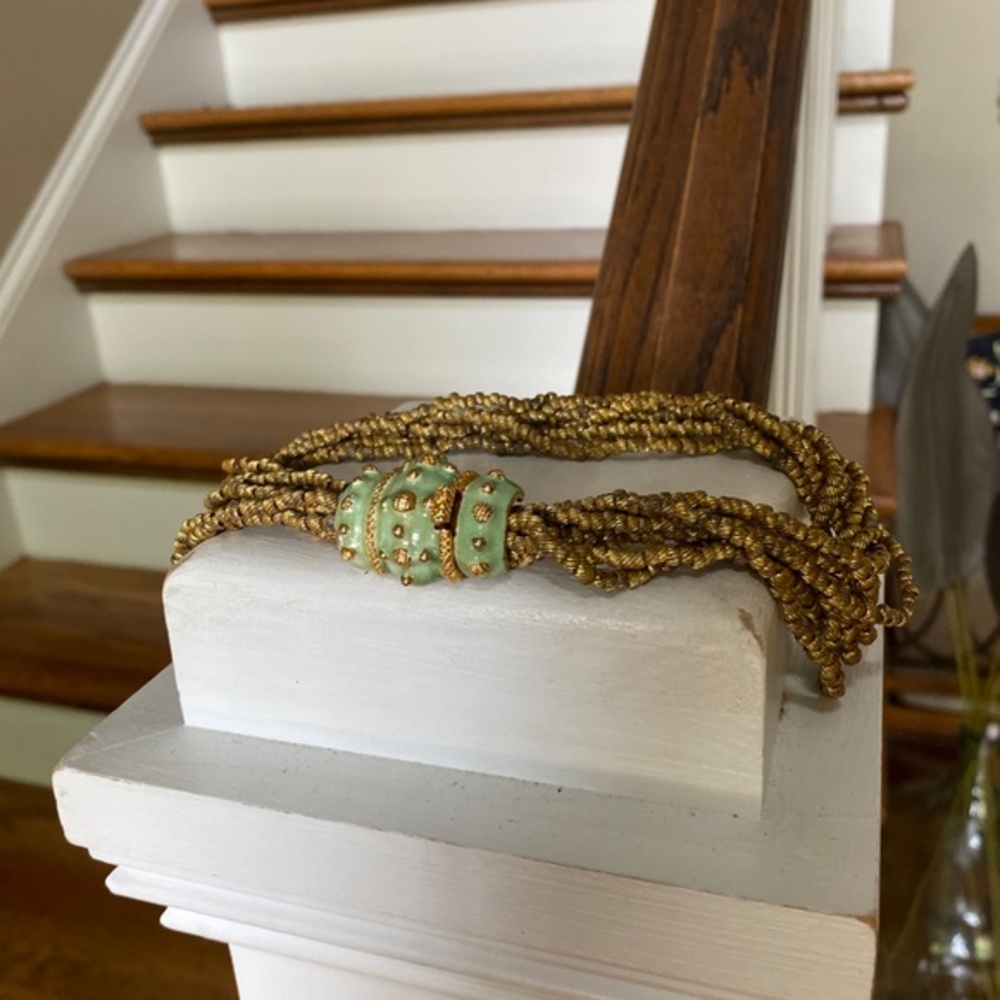 Kenneth Jay Lane Gold And Green Necklace - image 8